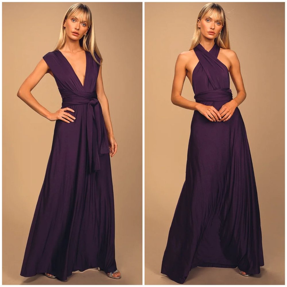 Lulus Always Stunning Purple Convertible Dress